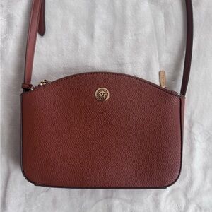 Anne Klein Pebbled Crossbody Bag in Chestnut Brown